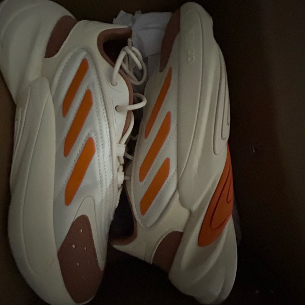 Adidas Cream and Orange Sneakers with Chunky Silhouette